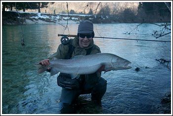 Roc Lustrik with Huchen salmon